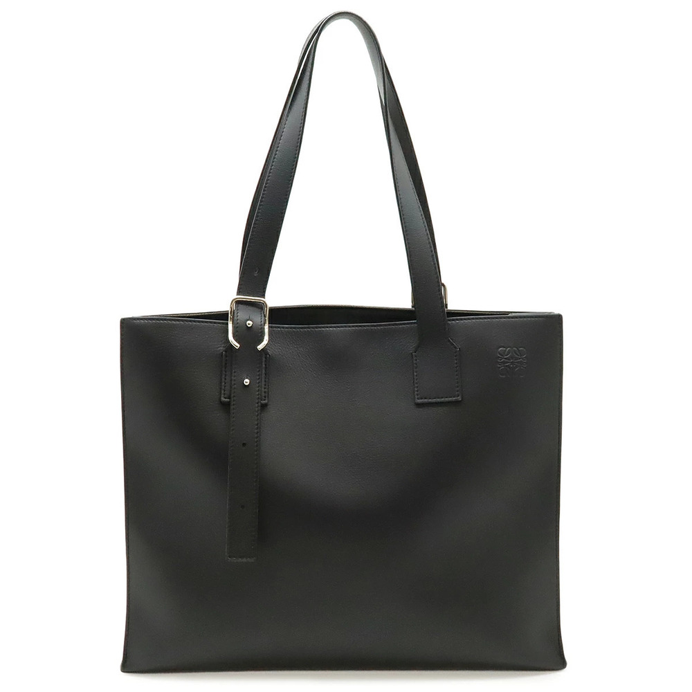 Loewe Anagram Buckle Horizontal Tote Bag Shoulder Hobo Leather Black